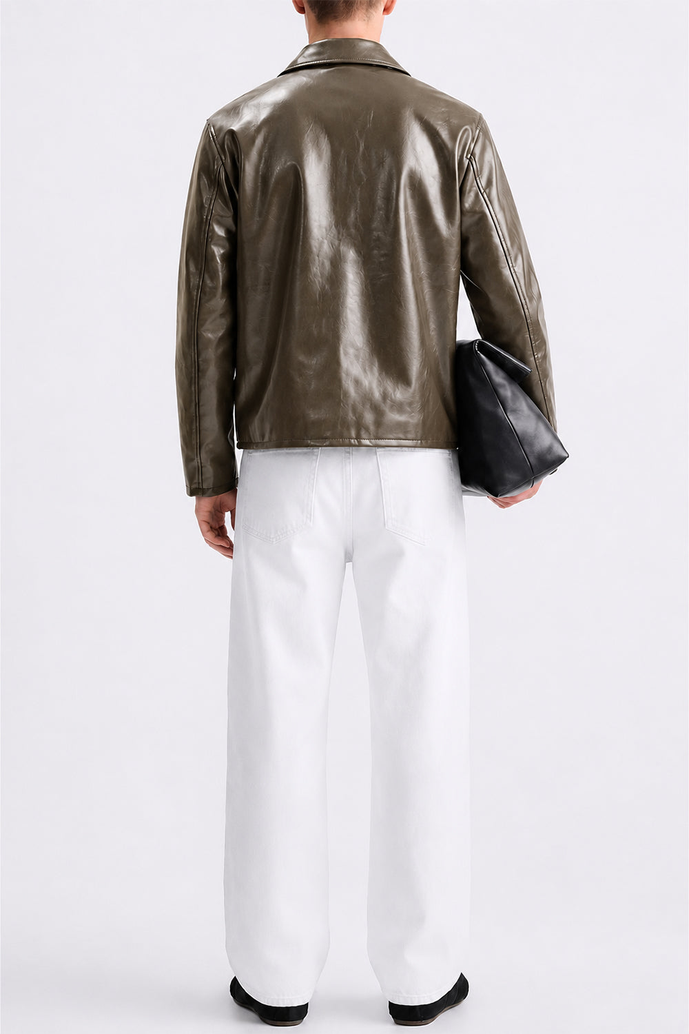IVAR Brown Outlaw Leather Jacket - Model Wearing Back - IVAR Clothing