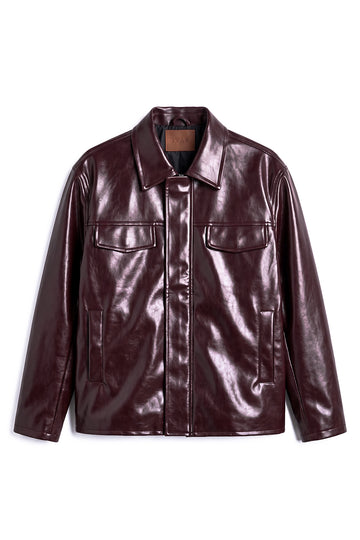 IVAR Maroon Outlaw Leather Jacket - Front View - IVAR Clothing
