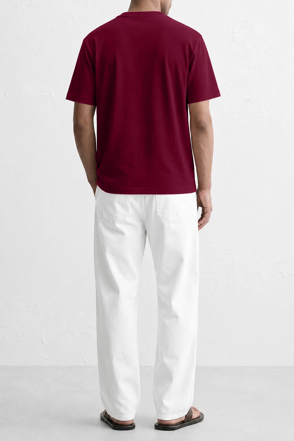 IVAR Maroon Oversized Tshirt - Model Wearing, Back View - IVAR Clothing