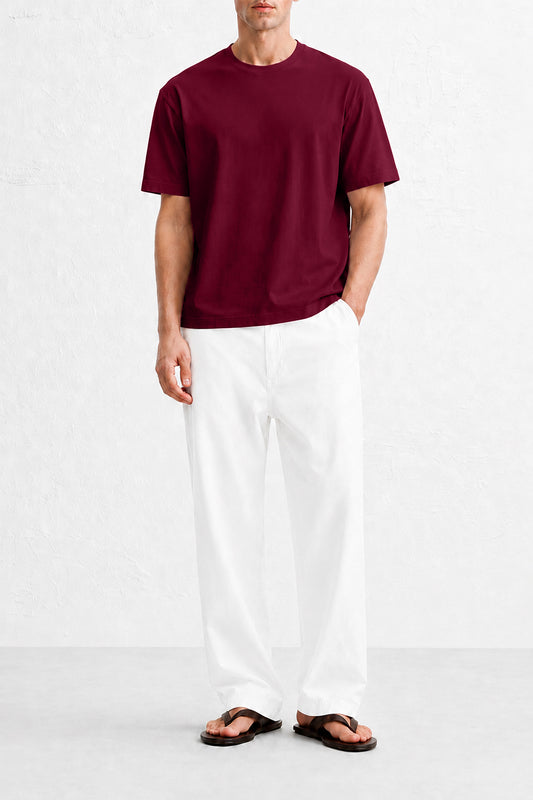 IVAR Maroon Oversized Tshirt - Model Wearing, Front View - IVAR Clothing