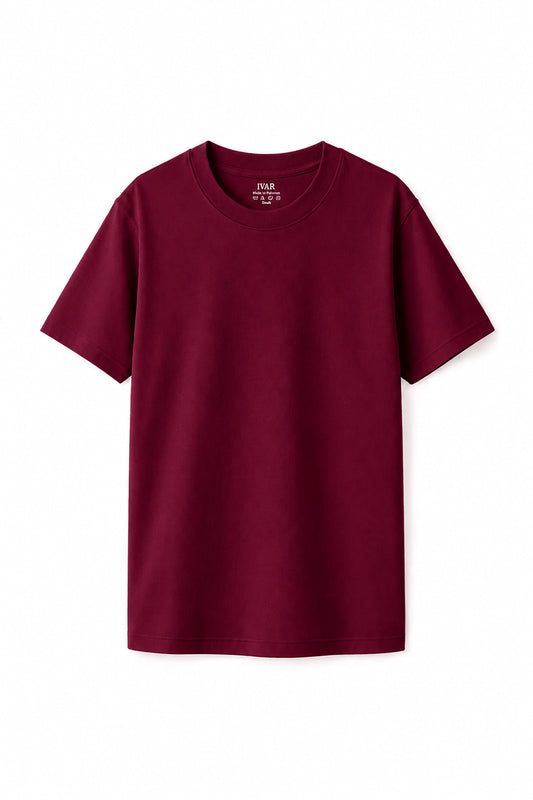 IVAR Maroon Oversized Tshirt - Front Flat Lay - IVAR Clothing