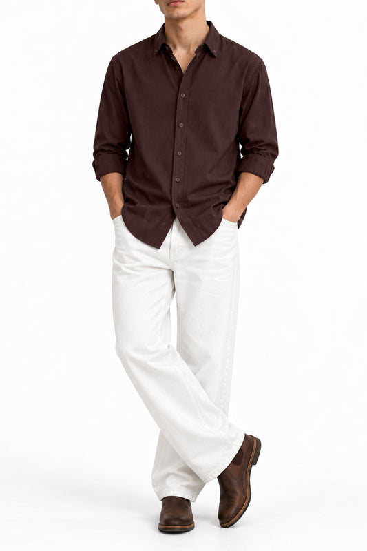 IVAR Brown Oxford Shirt - Model Wearing - IVAR Clothing