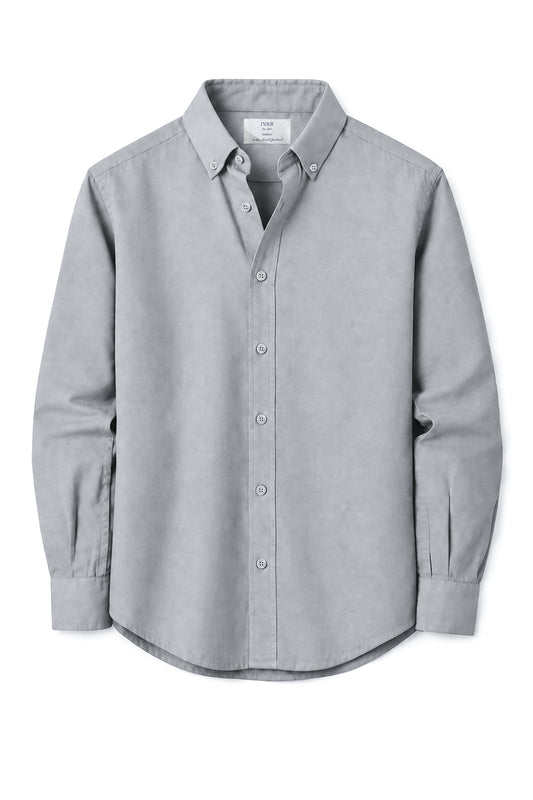 IVAR Grey Oxford Shirt - Front View - IVAR Clothing