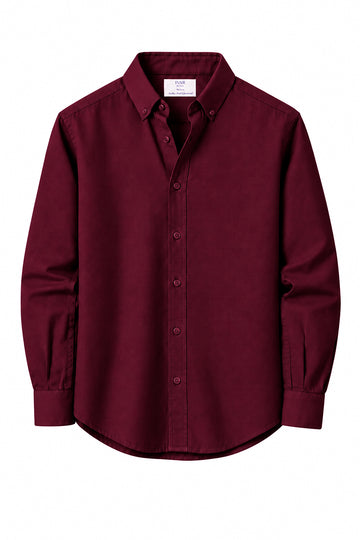 IVAR Maroon Oxford Shirt – men's maroon button-down oxford shirt in chambray cotton