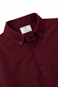 IVAR Maroon Oxford Shirt – men's maroon button-down oxford shirt in chambray cotton, view 4