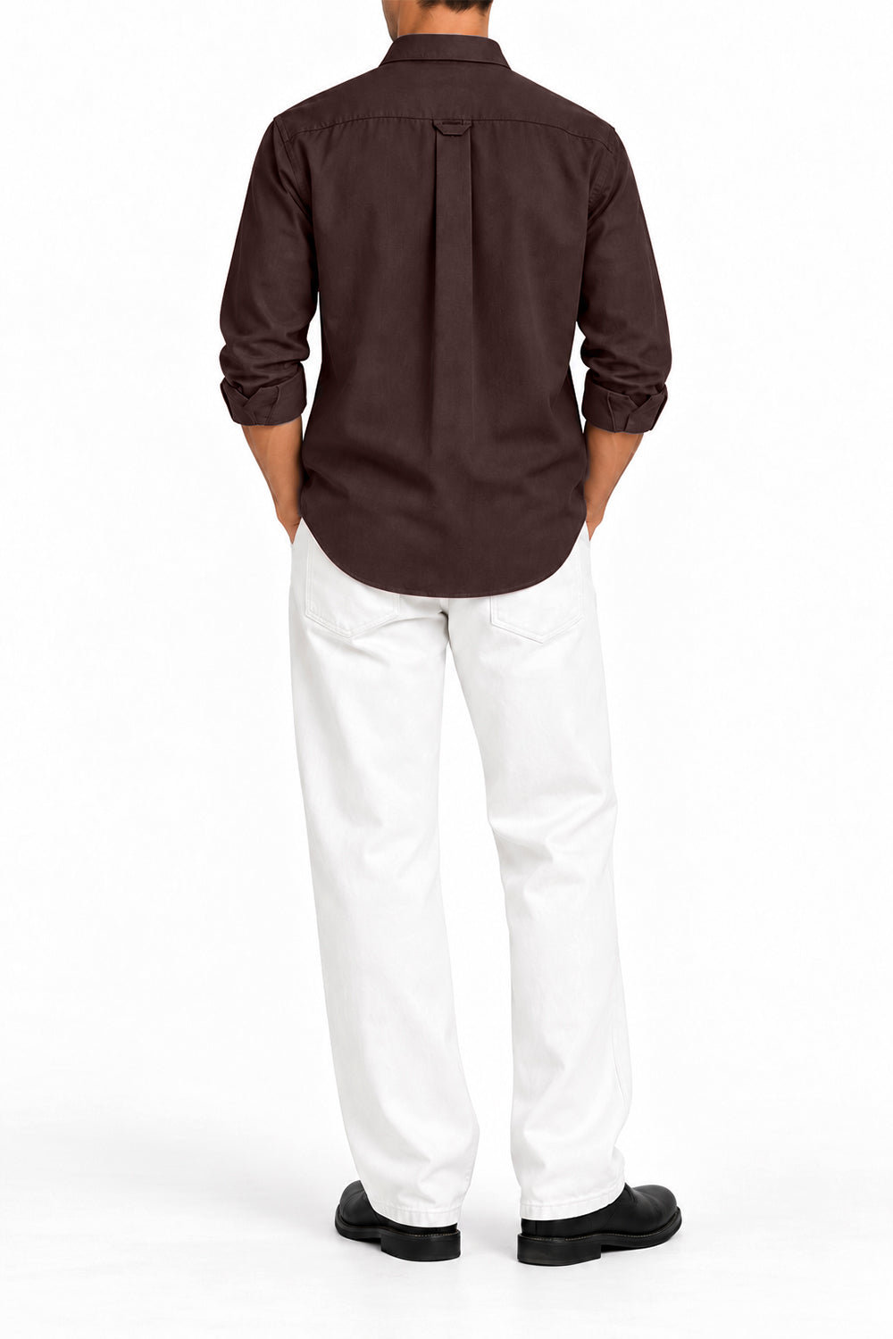 IVAR Brown Oxford Shirt – brown Oxford weave button-down shirt, view 3