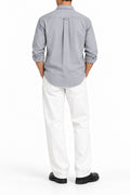 IVAR Grey Oxford Shirt – grey Oxford weave button-down shirt, view 3