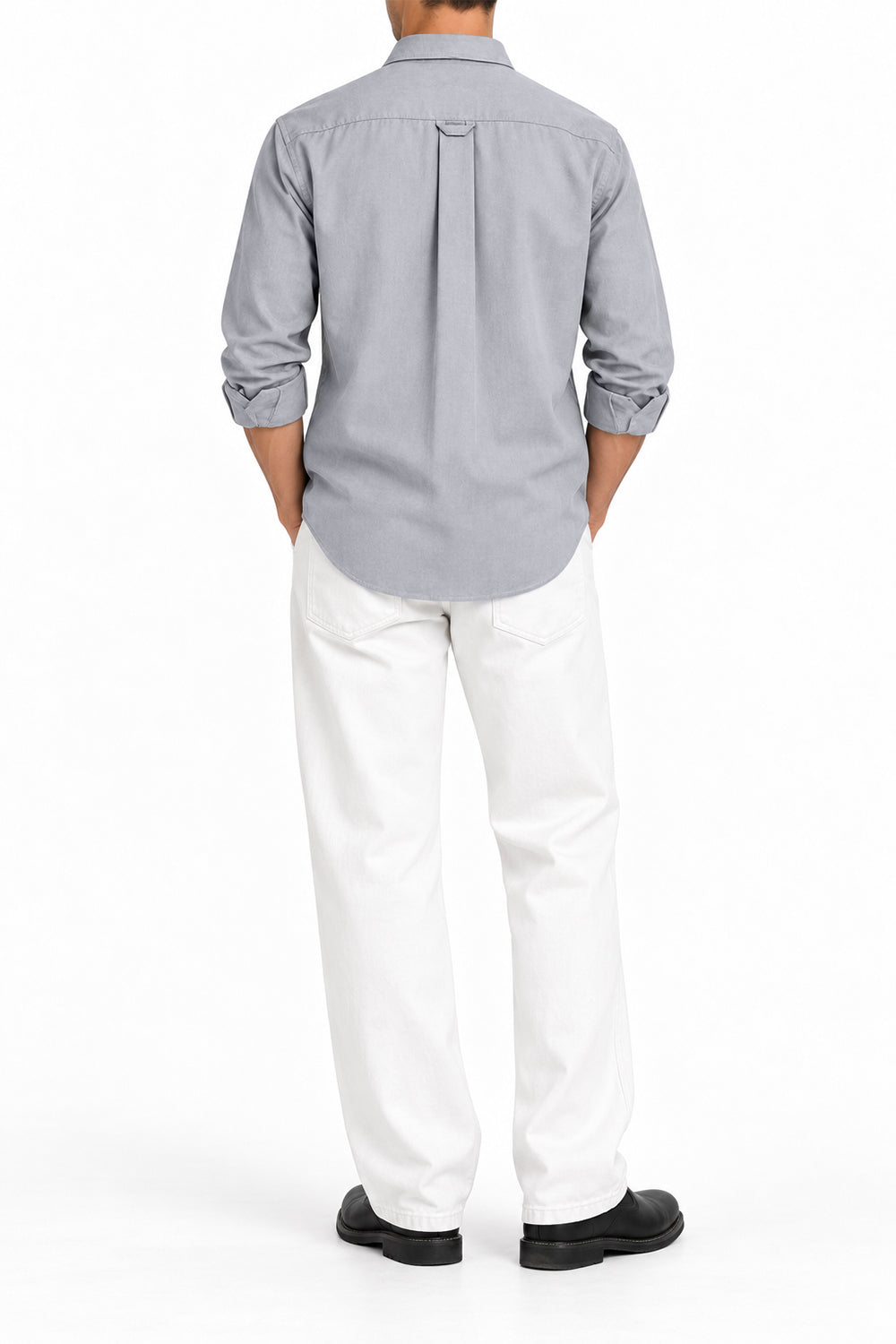 IVAR Grey Oxford Shirt – grey Oxford weave button-down shirt, view 3