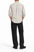 IVAR Dark Grey Oxford Shirt – dark grey Oxford weave button-down shirt, view 3