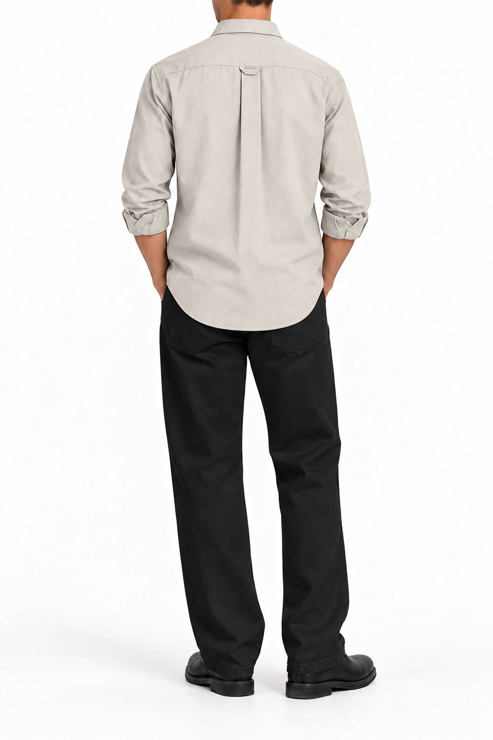 IVAR Dark Grey Oxford Shirt – dark grey Oxford weave button-down shirt, view 3