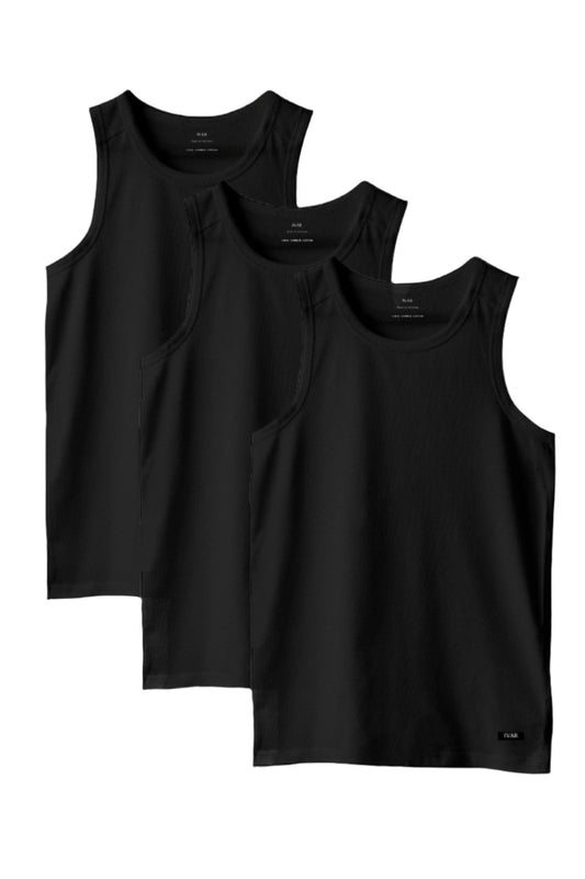 Pack of 3 Black Ribbed Vest (Save 12% on this Pack)