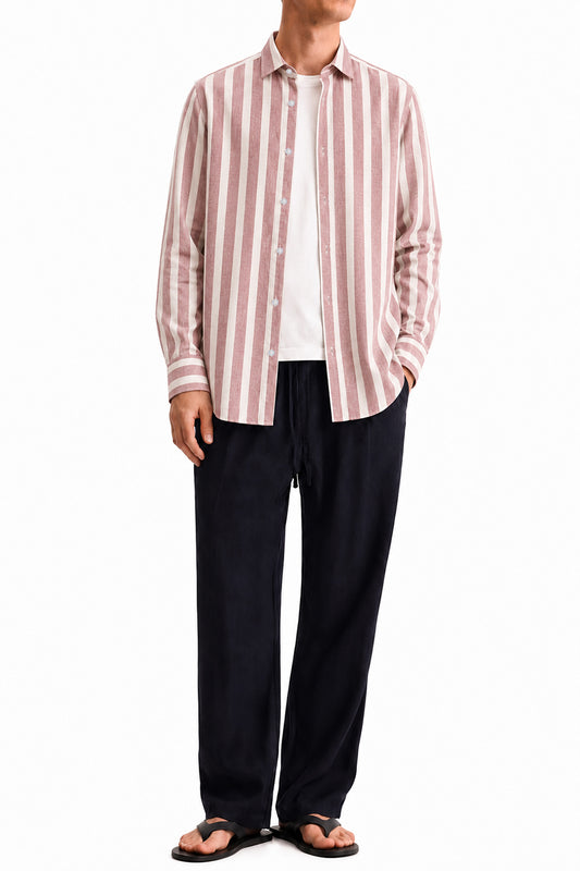 IVAR White & Peach Striped Palermo Buttondown Shirt