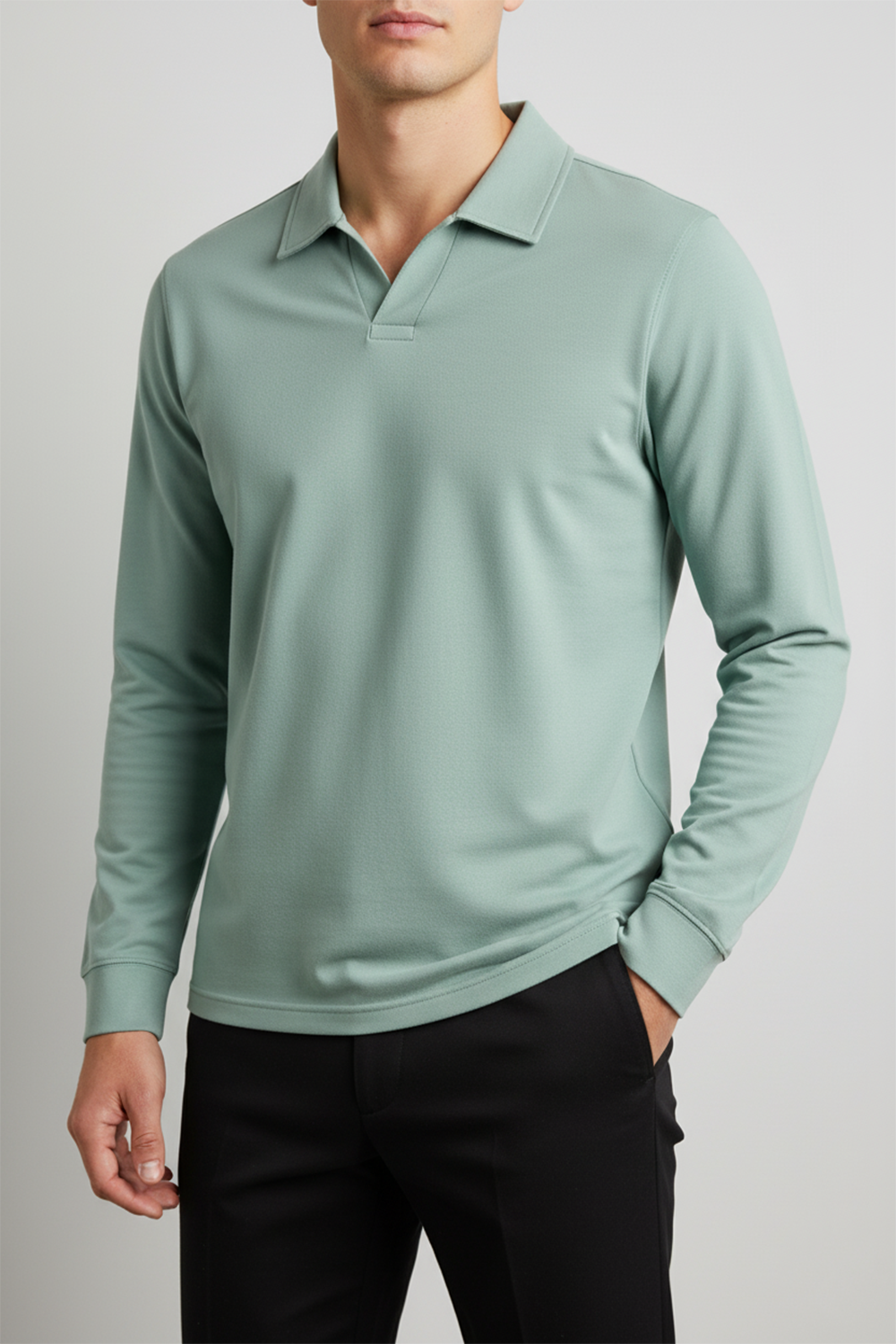 IVAR® Pastel Blue Full Sleeve Johnny Collar Polo
