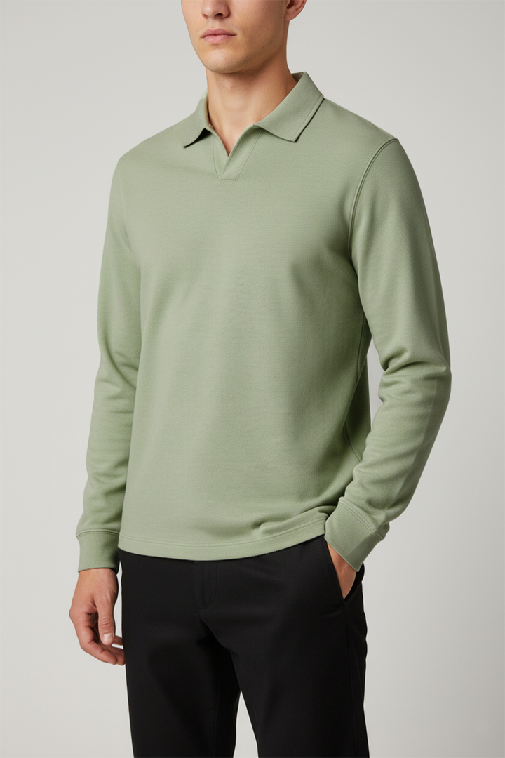 IVAR® Pistachio Full Sleeve Johnny Collar Polo