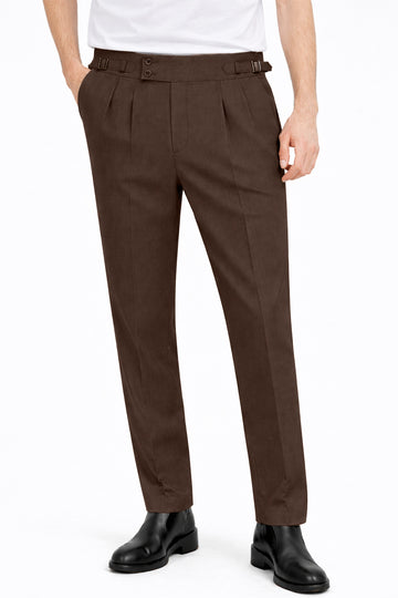 IVAR® Burnt Brown Pleated Gurkha Pants