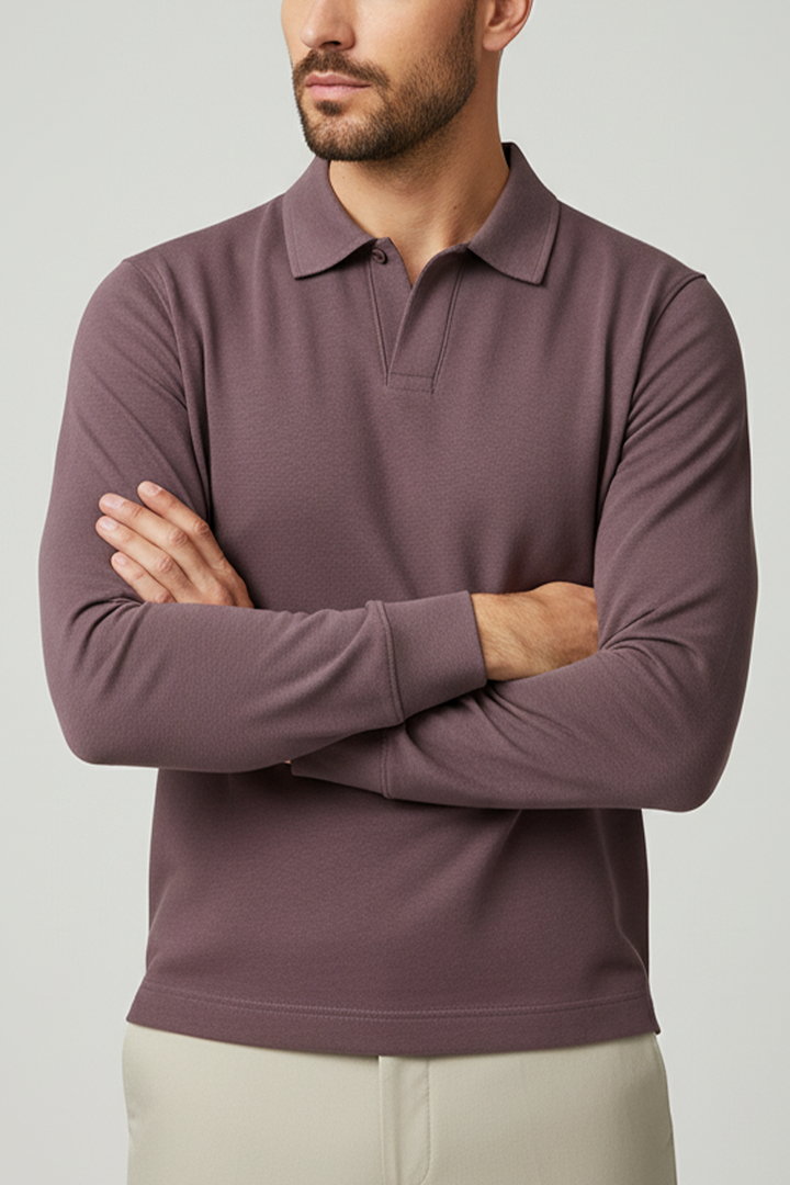 IVAR® Plum Full Sleeve Johnny Collar Polo
