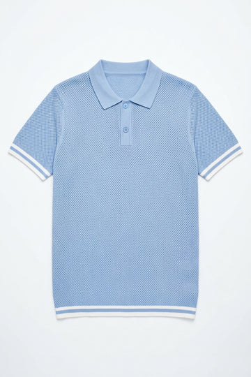 IVAR® Sky Pointelle Flat Knit Polo