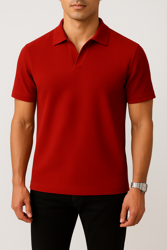 IVAR® Red Johnny Collar Polo
