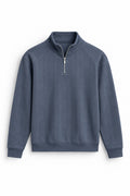IVAR Grey Raglan Drop Needle Quarter Zipper, flat lay front view
