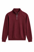 IVAR Maroon Raglan Drop Needle Quarter Zipper, flat lay front view