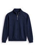 IVAR Navy Raglan Drop Needle Quarter Zipper, flat lay front view