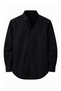 IVAR Black Rayon Blend Buttondown Shirt – men's black stretch button-down shirt