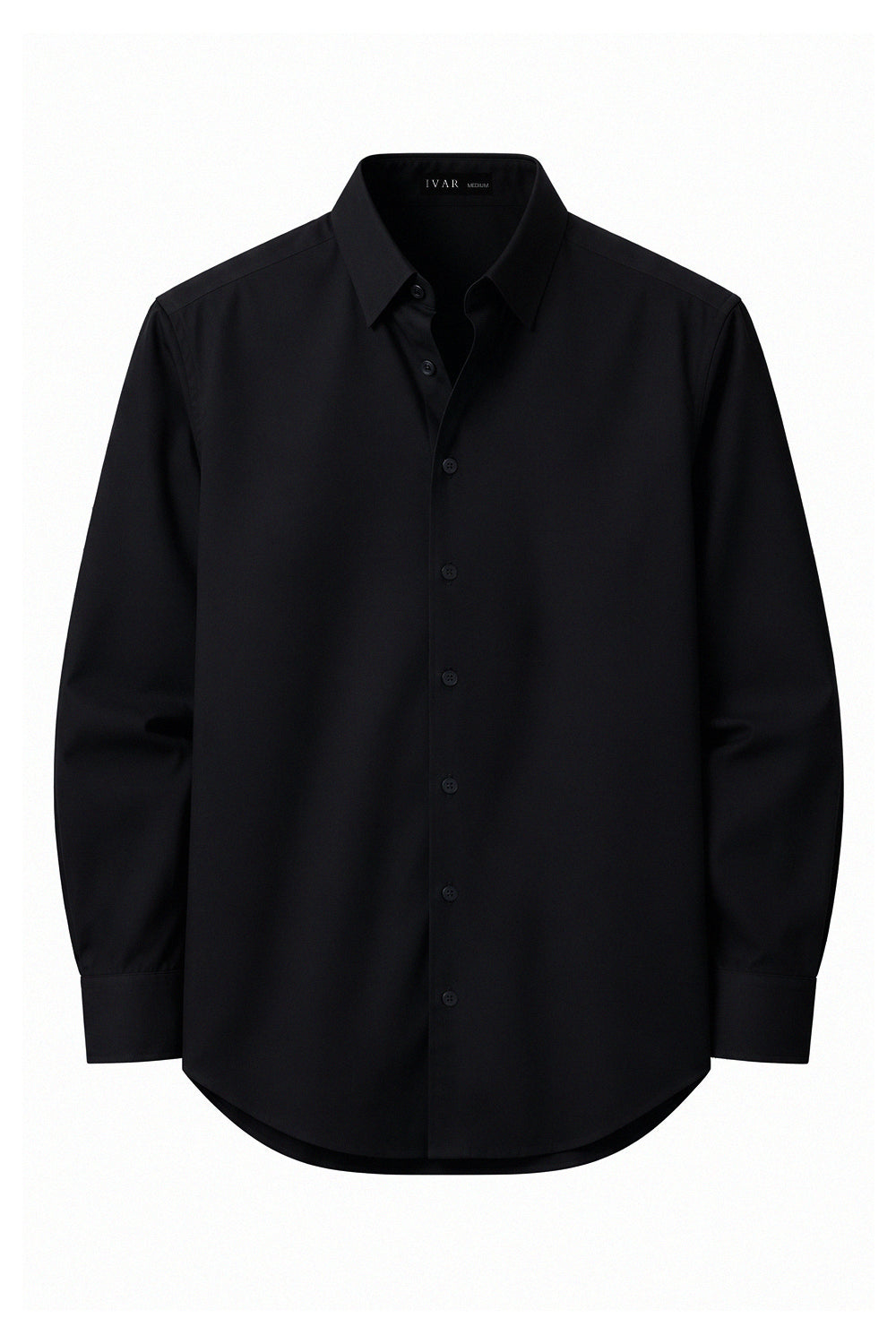 IVAR Black Rayon Blend Buttondown Shirt – men's black stretch button-down shirt