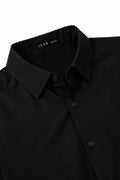 IVAR Black Rayon Blend Buttondown Shirt – men's black stretch button-down shirt, view 3