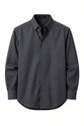 IVAR Charcoal Rayon Blend Buttondown Shirt – men's charcoal stretch button-down shirt
