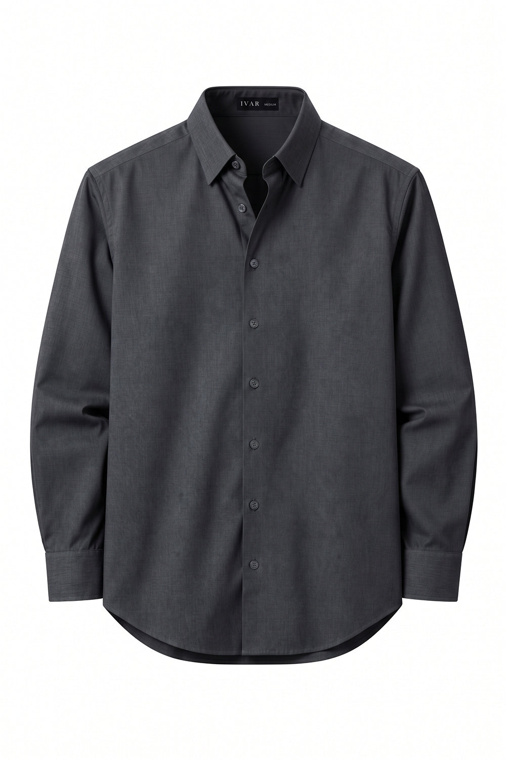IVAR Charcoal Rayon Blend Buttondown Shirt – men's charcoal stretch button-down shirt