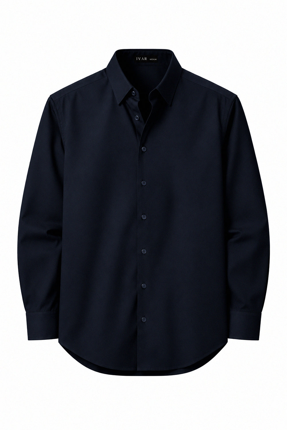 IVAR Navy Rayon Blend Buttondown Shirt – men's navy stretch button-down shirt