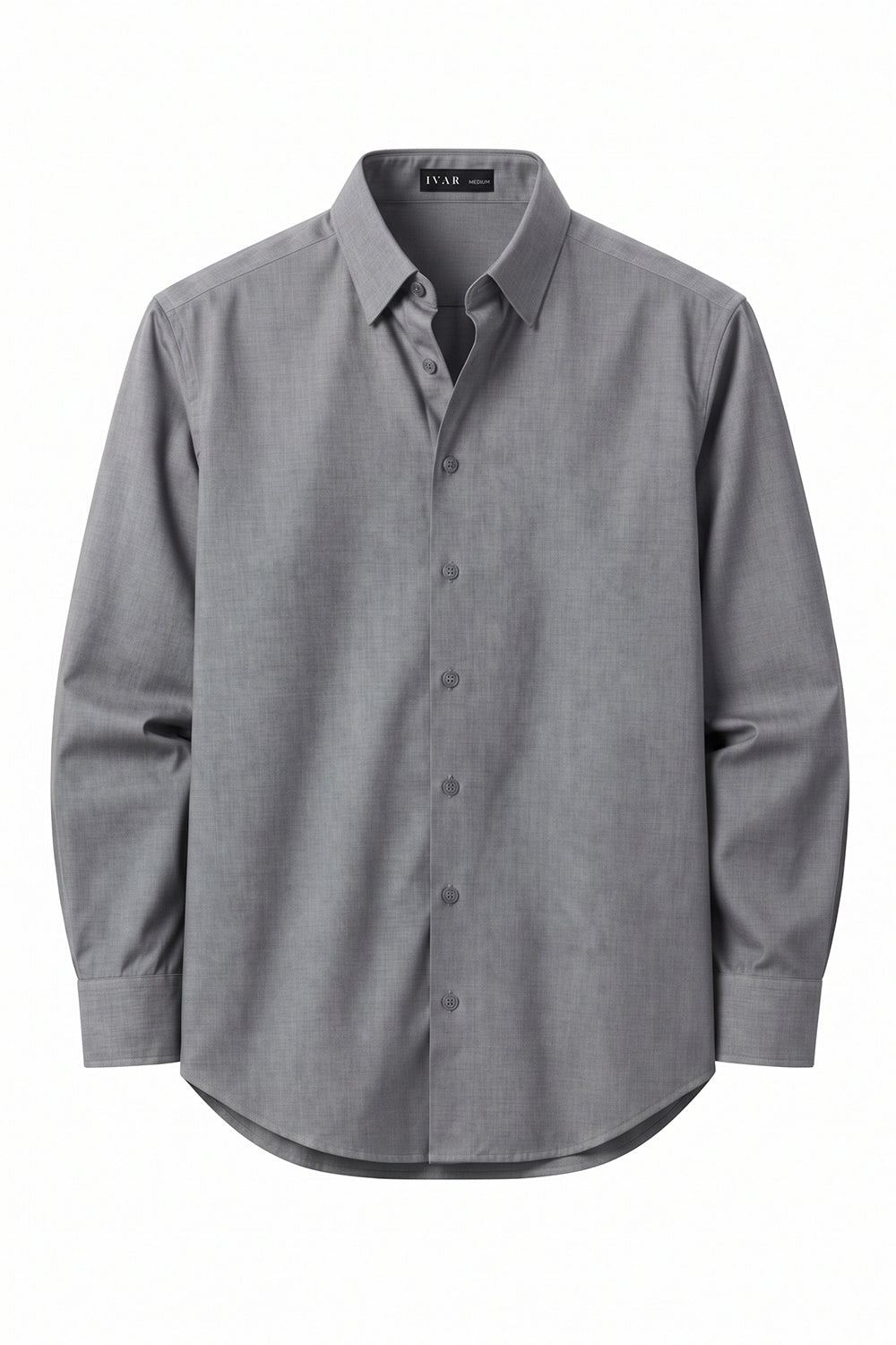 IVAR Grey Rayon Blend Buttondown Shirt, flat lay front view