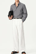 IVAR Grey Rayon Blend Buttondown Shirt – men's grey stretch button-down shirt, view 2