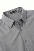 IVAR Grey Rayon Blend Buttondown Shirt – men's grey stretch button-down shirt, view 3