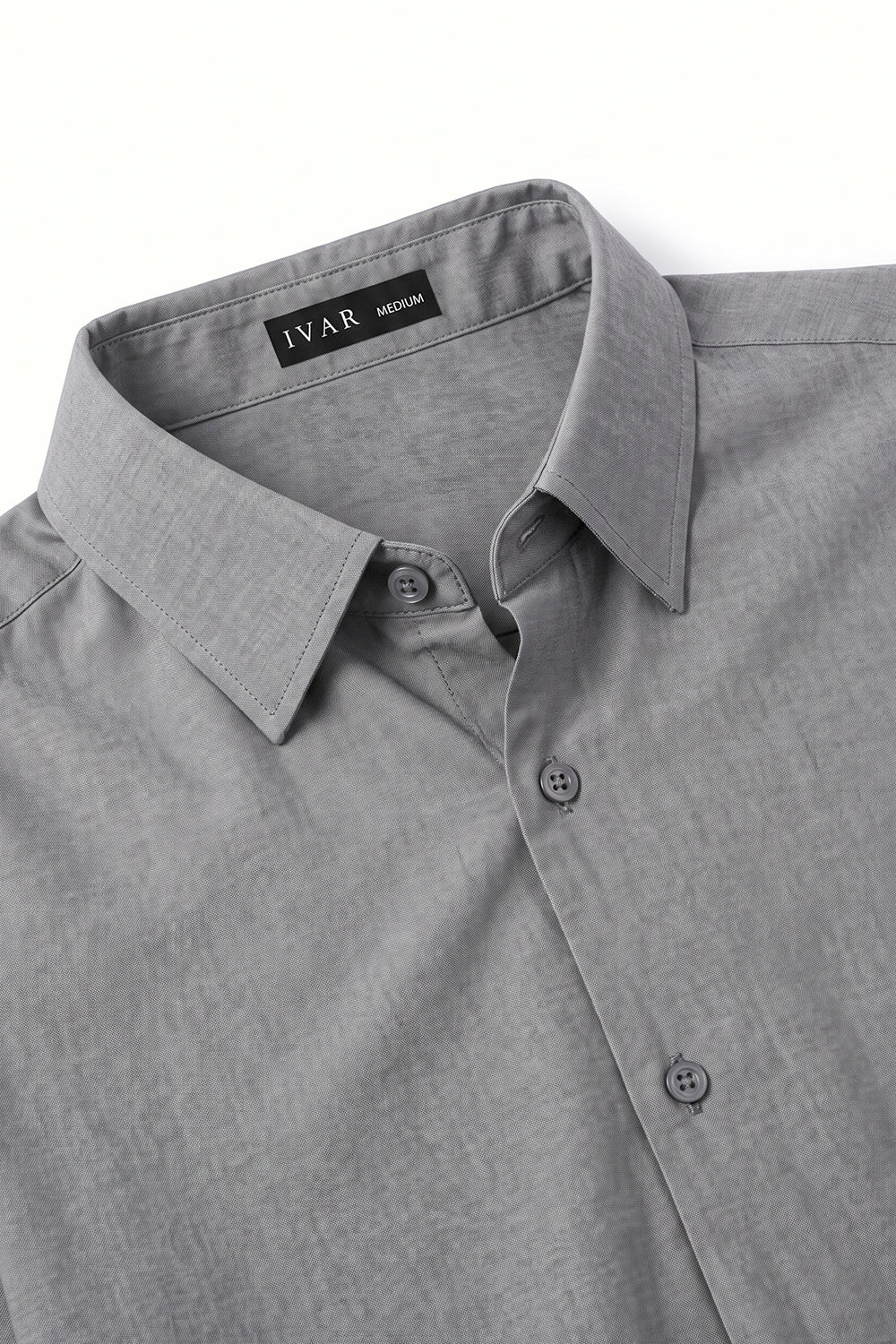 IVAR Grey Rayon Blend Buttondown Shirt – men's grey stretch button-down shirt, view 3
