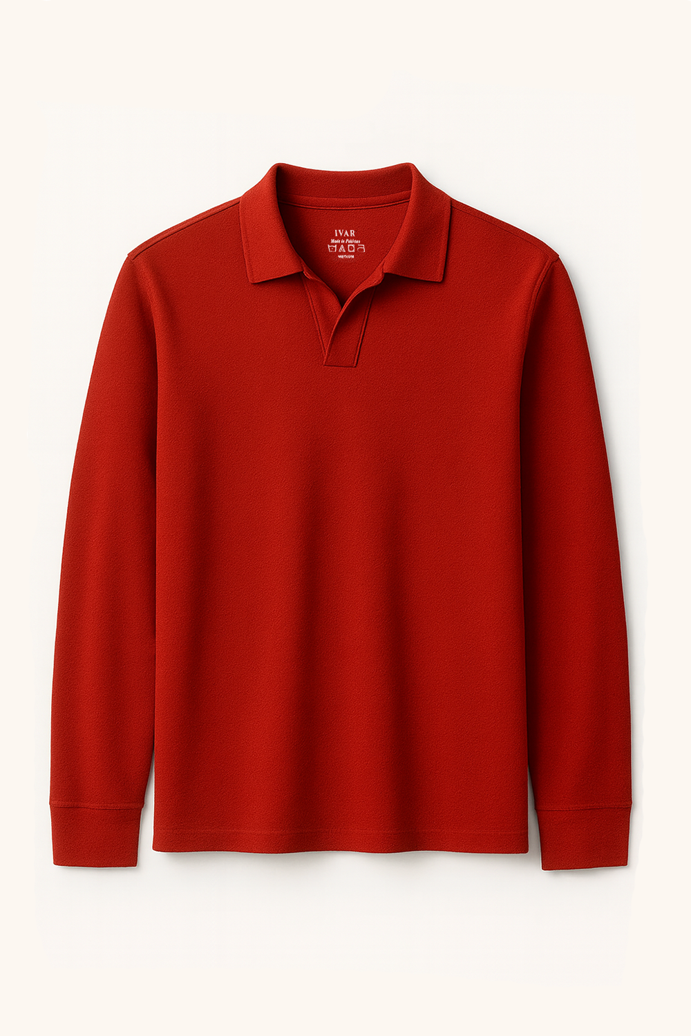 IVAR® Red Full Sleeve Johnny Collar Polo