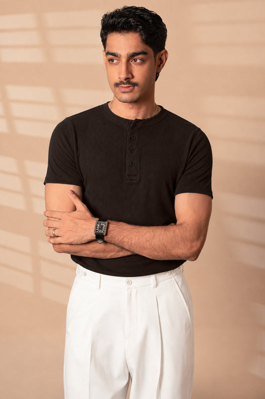 IVAR Brown Ribbed Henley