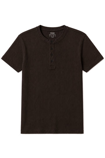 IVAR Brown Ribbed Henley