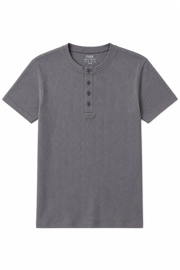 IVAR Smoked Grey Ribbed Henley