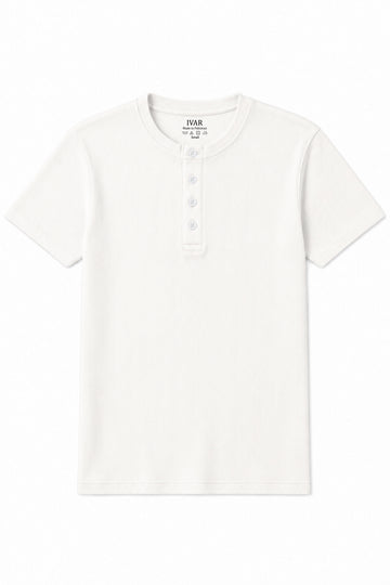 IVAR White Ribbed Henley