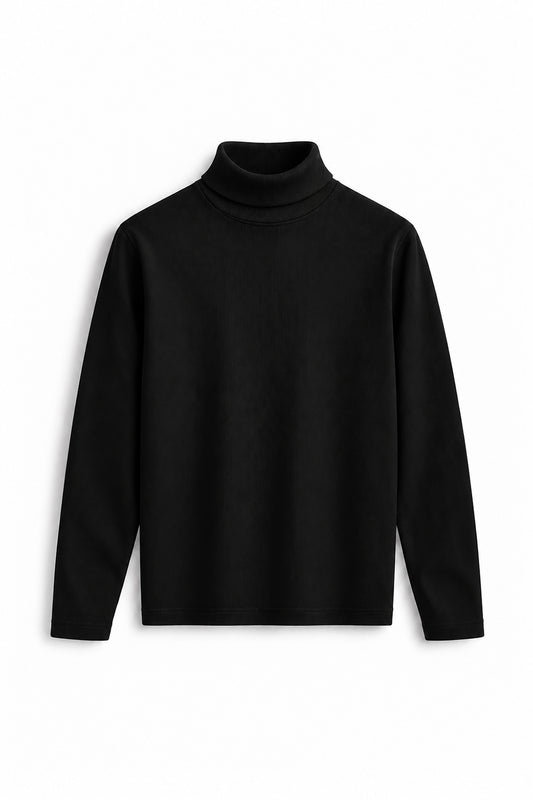 IVAR Black Ribbed Highneck, flat lay front view