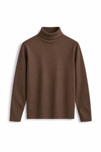 IVAR Brown Ribbed Highneck, flat lay front view