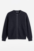 IVAR Charcoal Ribbed Knitted Cardigan, flat lay front view