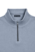 IVAR Ice Blue Ribbed Quarter Zipper – ice blue ribbed quarter zip pullover, view 3