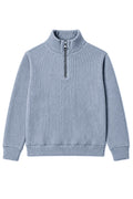 IVAR Ice Blue Ribbed Quarter Zipper – men's ice blue ribbed knit quarter zipper