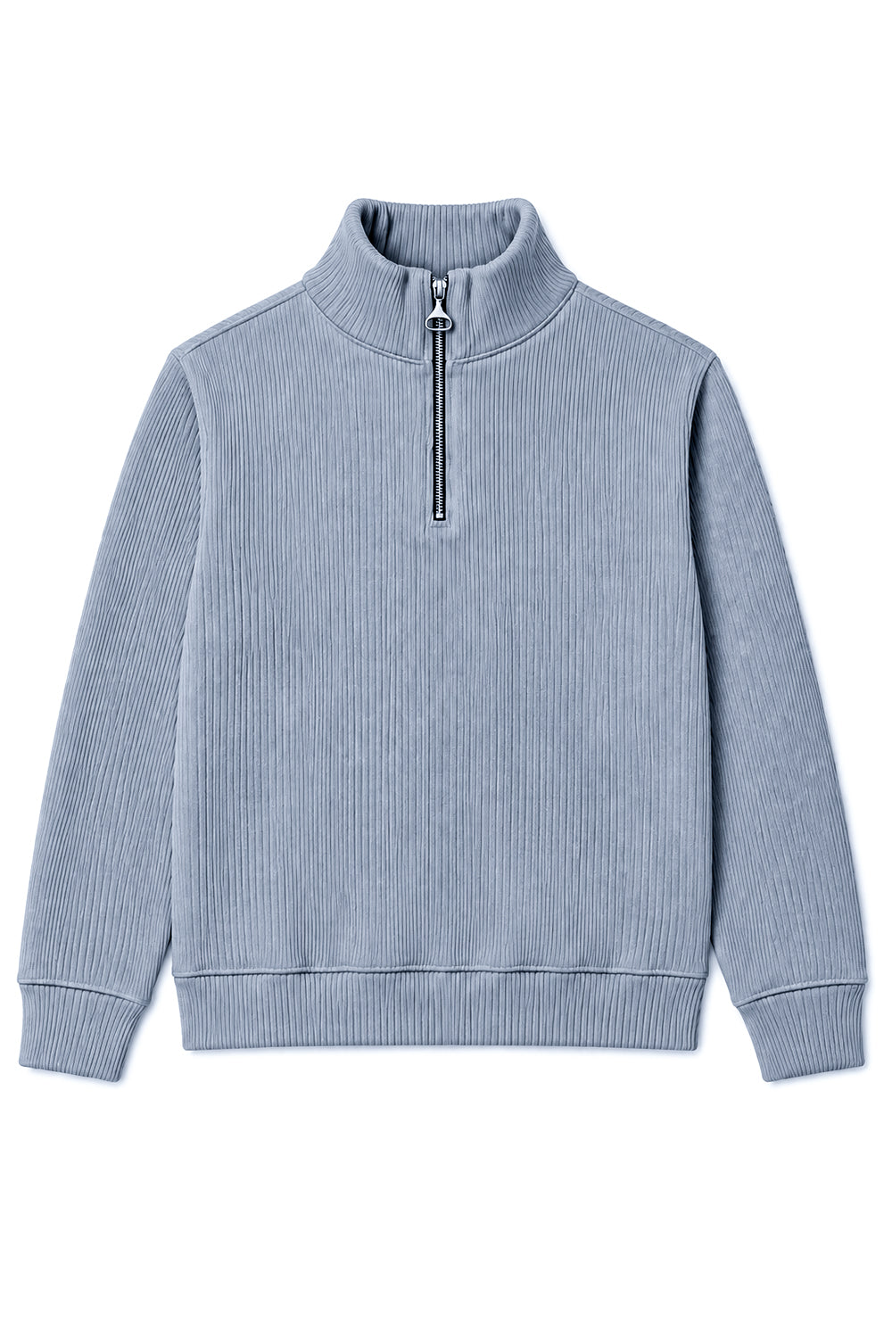 IVAR Ice Blue Ribbed Quarter Zipper – men's ice blue ribbed knit quarter zipper