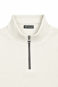 IVAR Off White Ribbed Quarter Zipper – off white ribbed quarter zip pullover, view 3