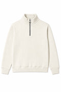 IVAR Off White Ribbed Quarter Zipper – men's off white ribbed knit quarter zipper