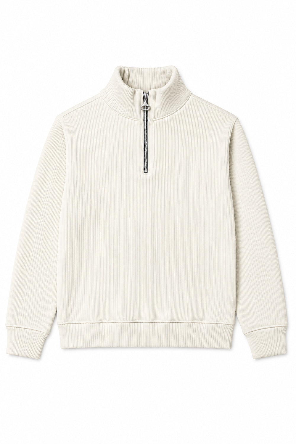 IVAR Off White Ribbed Quarter Zipper – men's off white ribbed knit quarter zipper