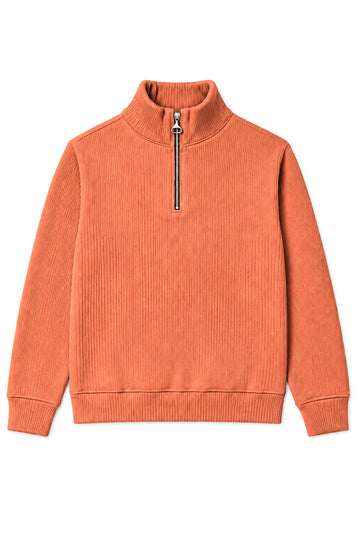 IVAR Peach Ribbed Quarter Zipper – men's peach ribbed knit quarter zipper